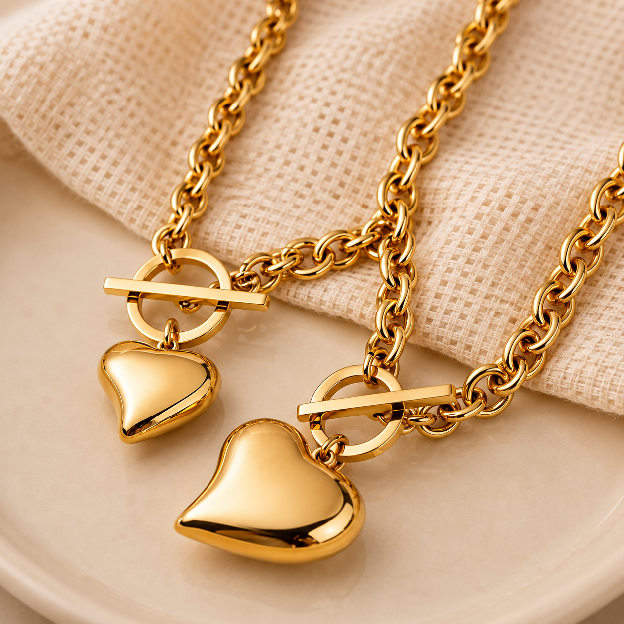 "NEW"-Waterproof/Made to Last Heart Gold Set