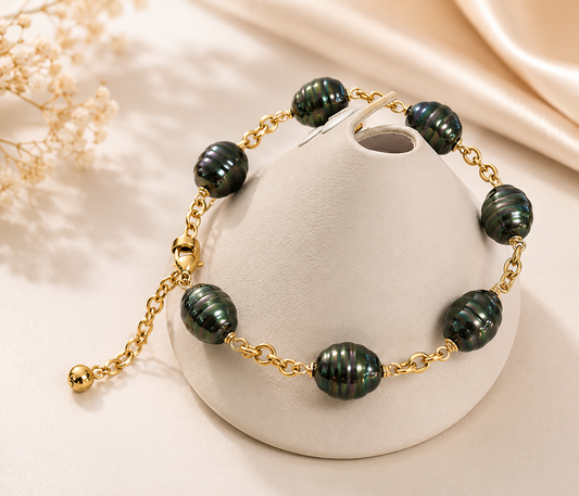 Premium Green Peacock Shell Pearl Bracelet