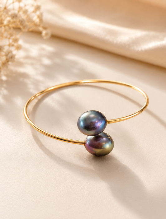 Duo Tahitian Pearl Cuff Bangle