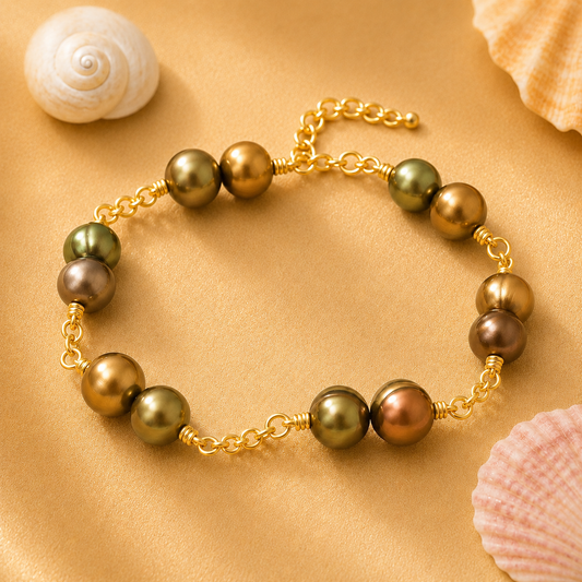 KEILA – Elegant Bronze Baroque Pearl Charm