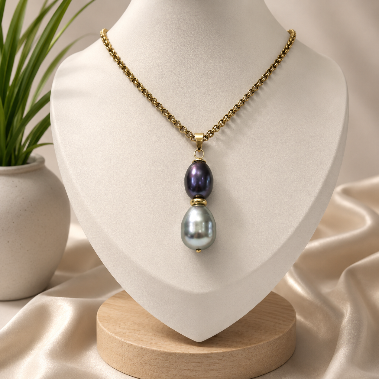 Alieta - Tahitian with Sage Green Shell Pearl