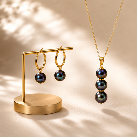 SARAINA – Natural Black Freshwater Pearl Set