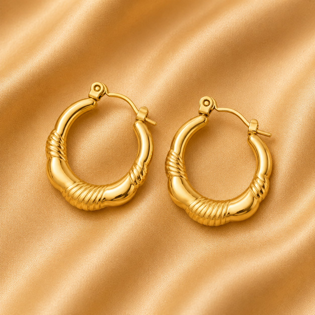 Vintage Textured Gold Hoop Earrings
