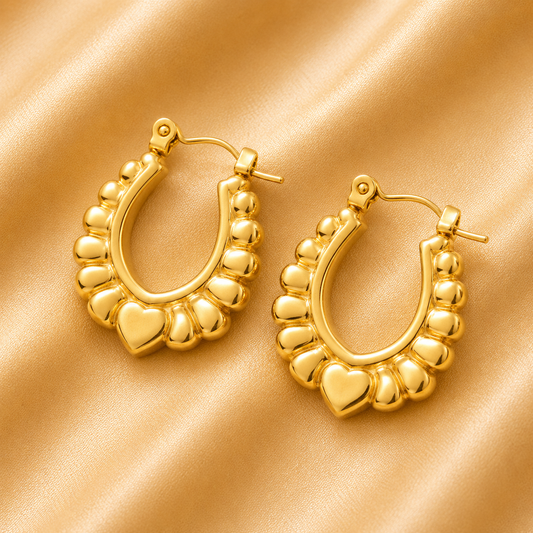 Gold Crescent Hoop Earrings 18K Gold Plated