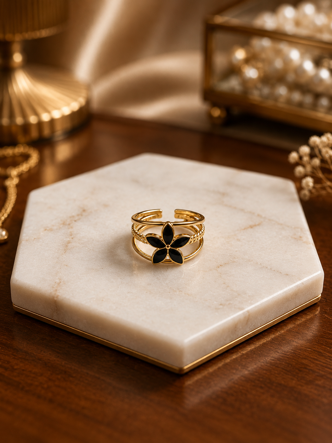 Black Frangipani Ring