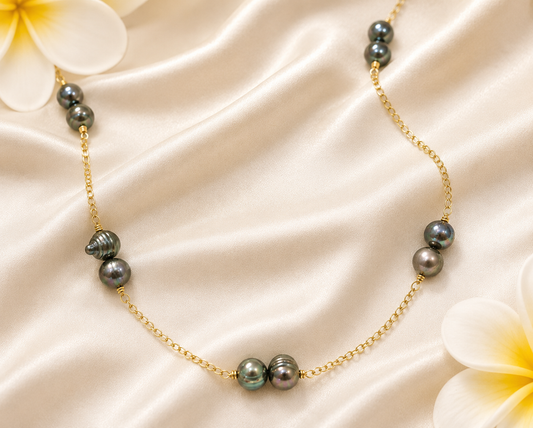 Natural Baroque Freshwater Multiple Pearl Necklace with Non tarnish and Water-Proof chain