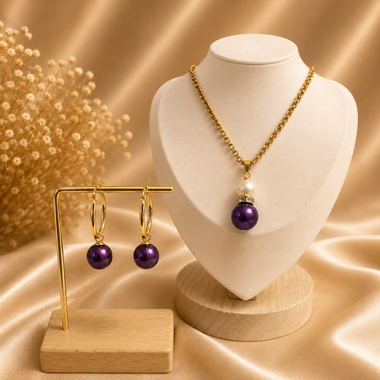 Nooryah - White & Purple Pearl Set