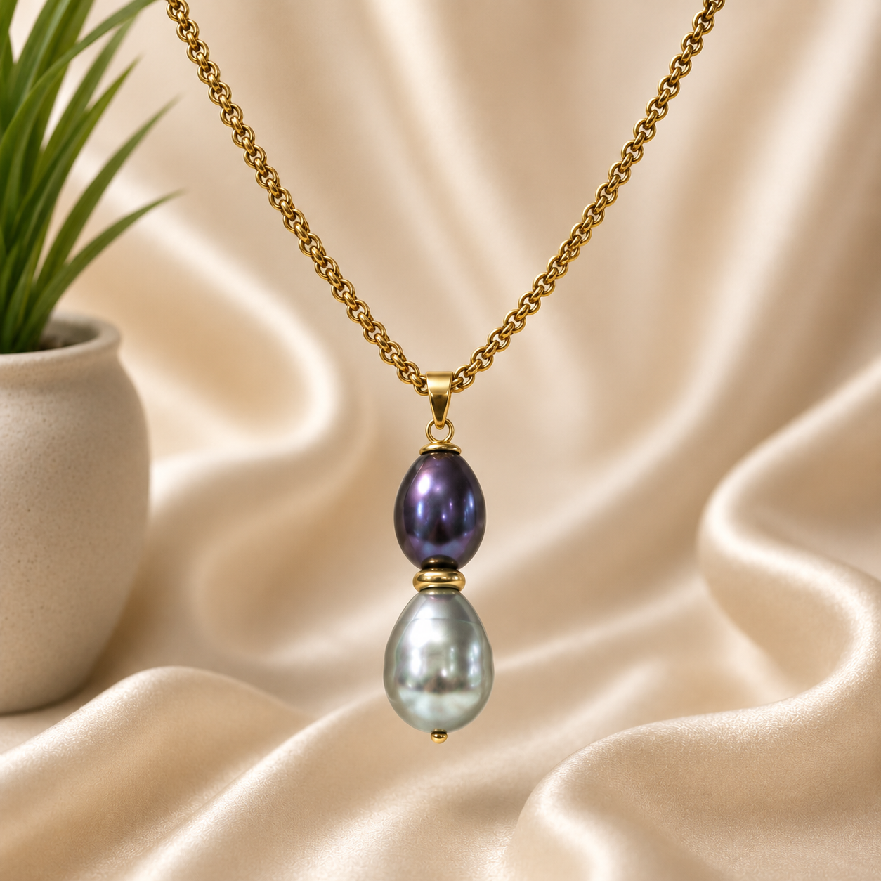 Alieta - Tahitian with Sage Green Shell Pearl