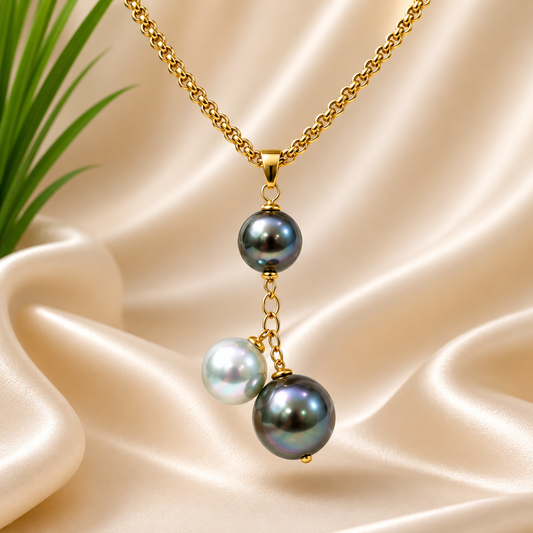Milani - Tahitian with Blue Iridescent Pearl Necklace