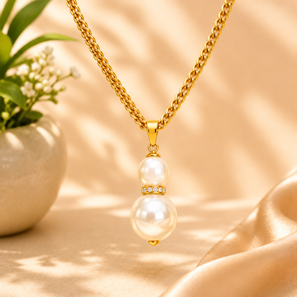 Hinano - Duo White Freshwater Pearl Necklace