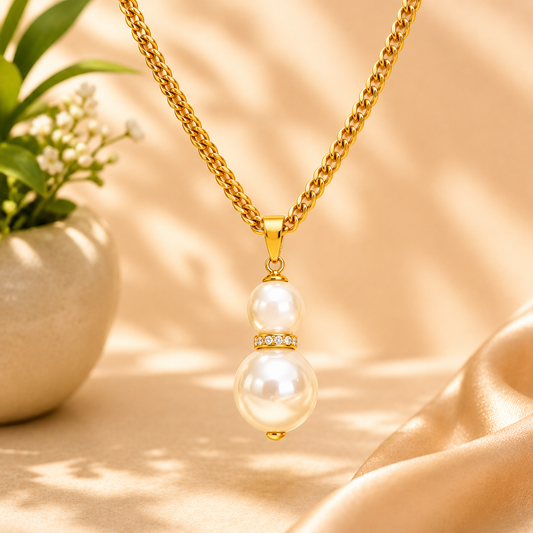 Hinano - Duo White Freshwater Pearl Necklace