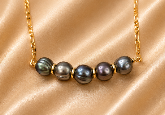 MARYA - NATURAL PEACOCK TONED PEARL NECKLACE (GOLDFILLED)