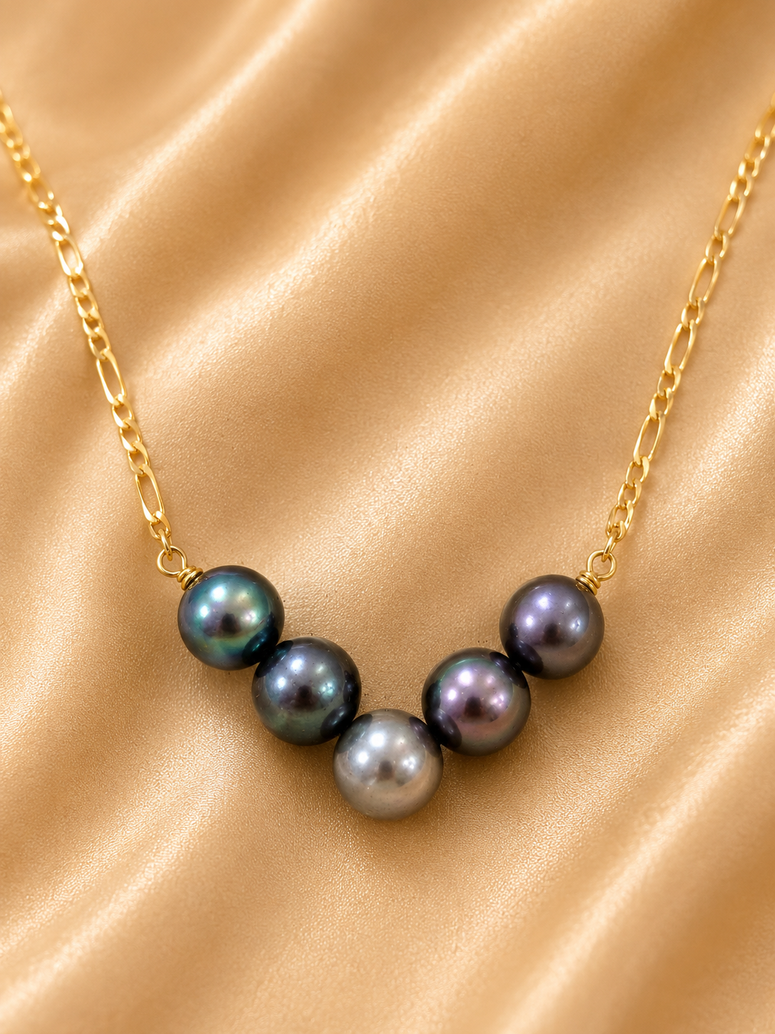 ALICE - 5 NATURAL TAHITIAN PEARL NECKLACE WITH GOLDFILLED