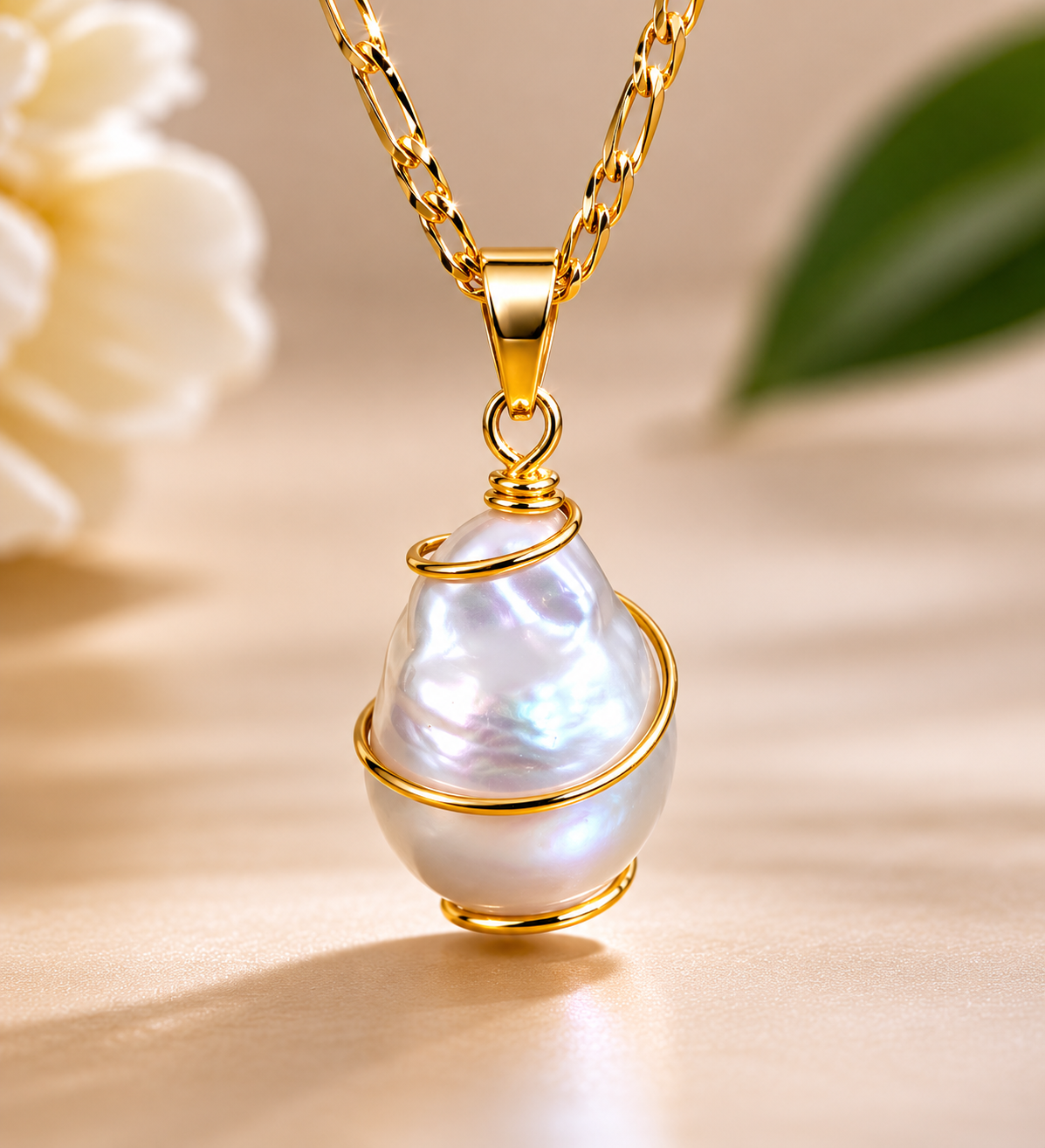 White Natural Baroque Pearl Necklace