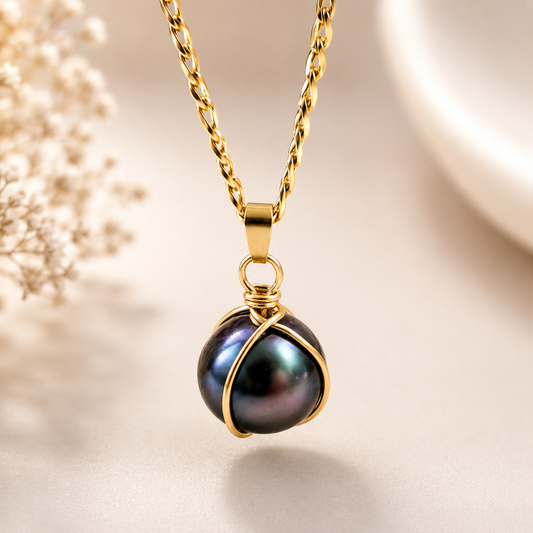 Single Caged Authentic Tahitian Pearl Necklace 12-13mm Large Size