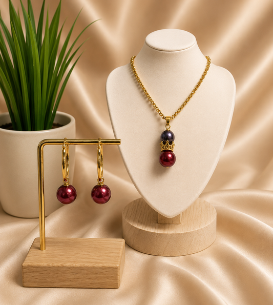 Shiloh - Tahitian with Red Pearl Set