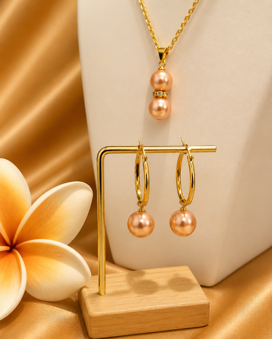 CALYN - Champagne Premium Swarovski Pearl Set