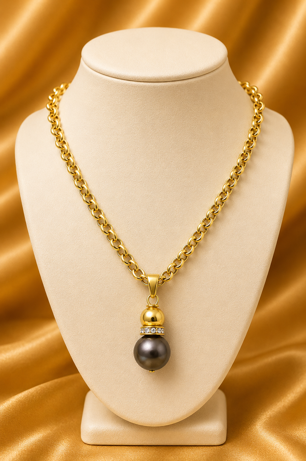 Gold Chain Necklace with Tahitian Pearl Pendant – Island Luxe Collection