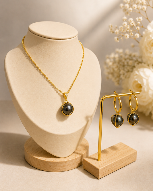 Tahitian Pearl in Single Cage Set