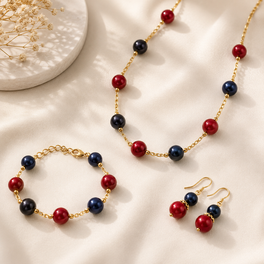 Island Royal Pearl Set – Necklace, Bracelet & Drop Earrings