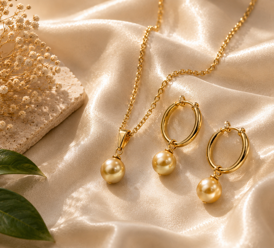 Bold Gold Pearl Set, Elegance in Every Glow!