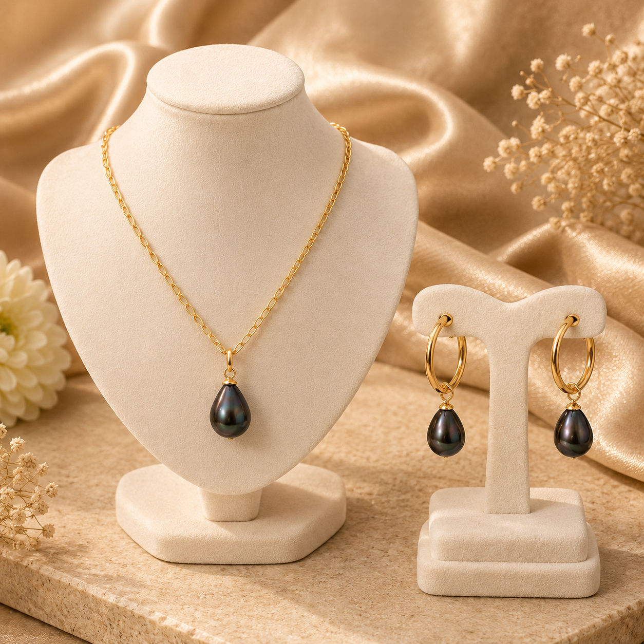 ARIYAH - Natural Tahitian Simple Pearl Set (12mm)