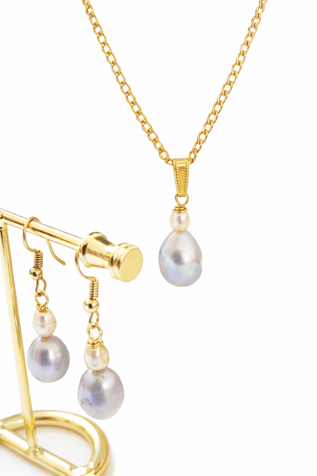 SILIVA - Silver Natural Freshwater Pearl Set - With 14k GF