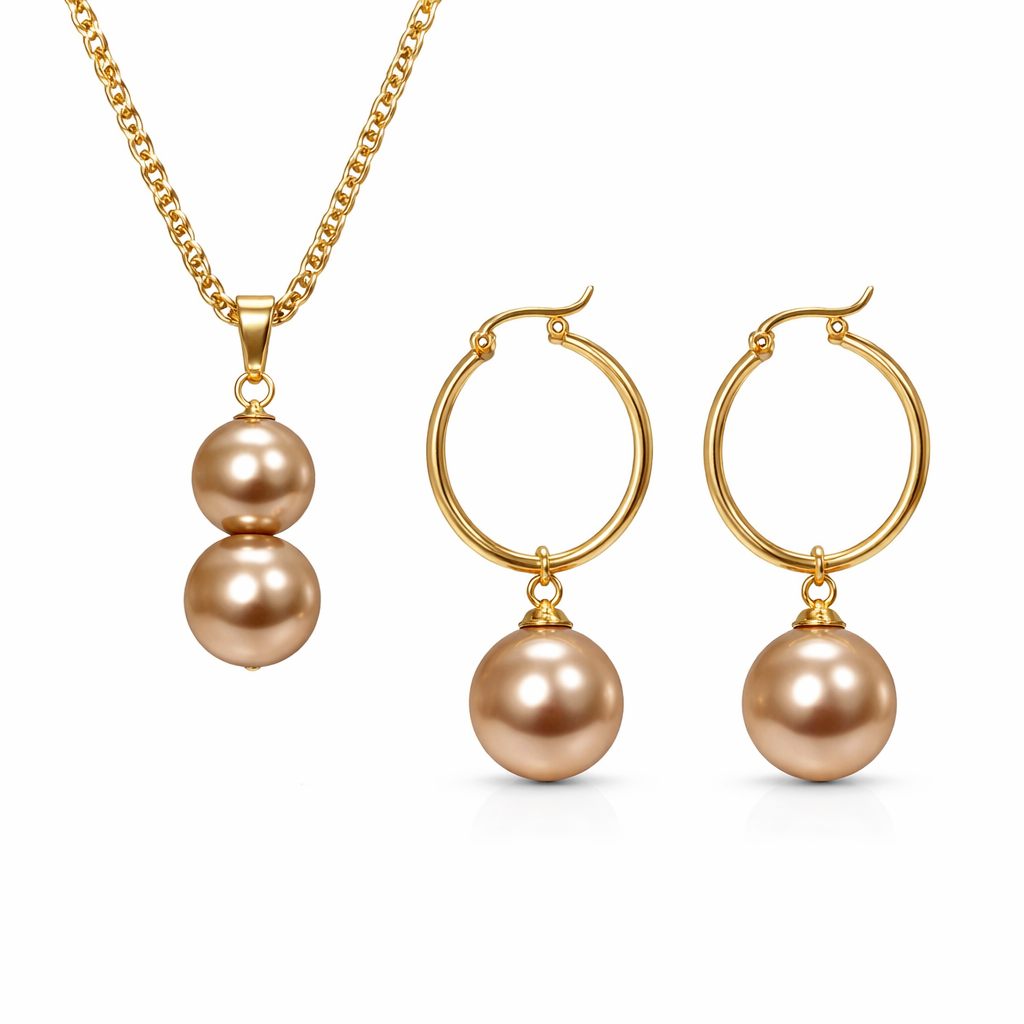 DEINA - Duo Champagne Gold Pearl Set