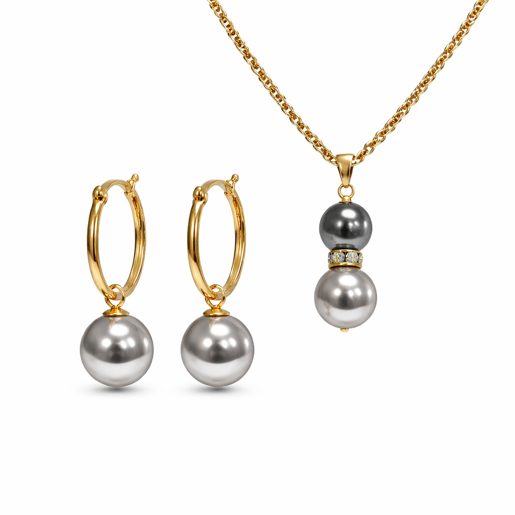Seraphina - Black & Grey Pearl Set