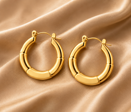 Waterproof Chunky Gold Hoop Earrings 18K Gold Plated