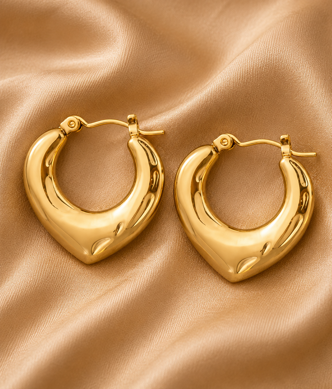 Waterproof Gold Heart Hoop Earrings