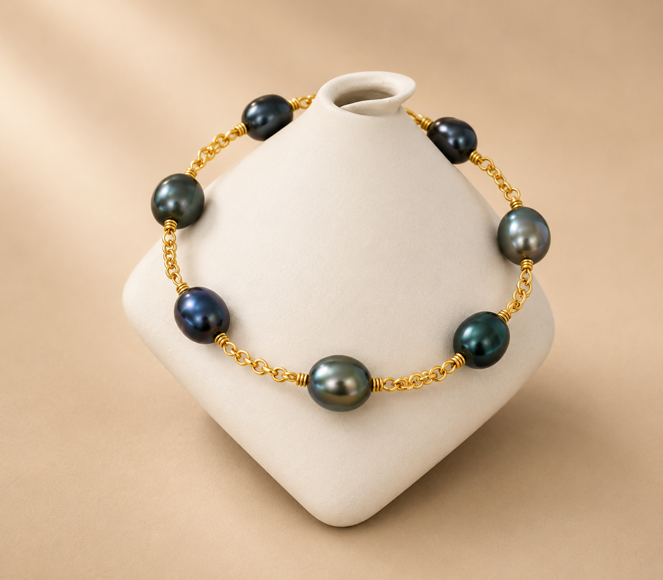 LEII - NATURAL BAROQUE BLUE-PEACOCK TONE PEARL BRACELET