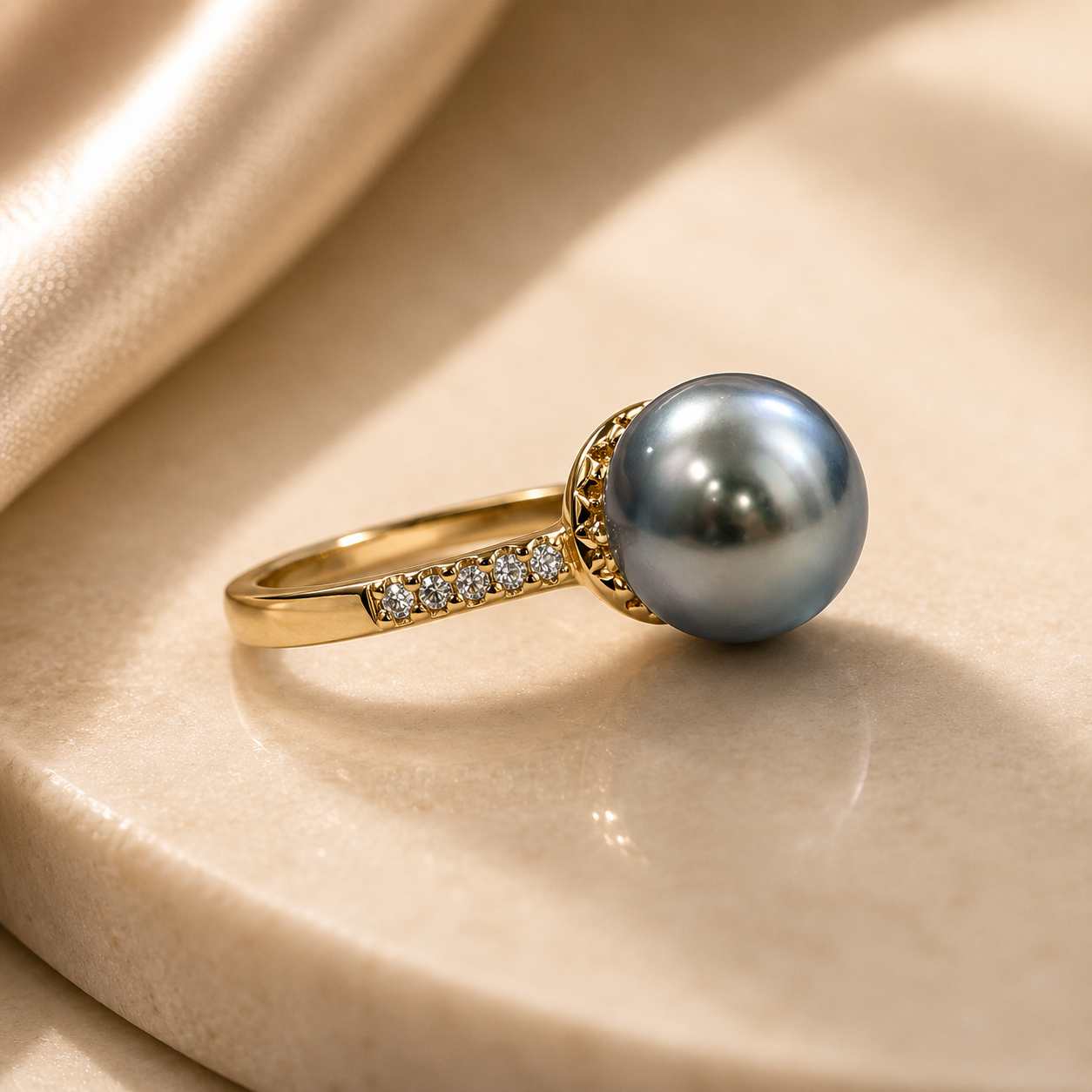 Authentic Tahitian Pearl Ring: Solid Gold filled