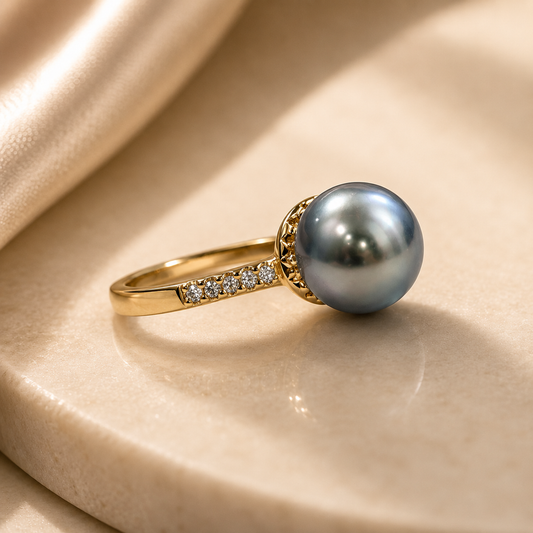 Authentic Tahitian Pearl Ring: Solid Gold filled