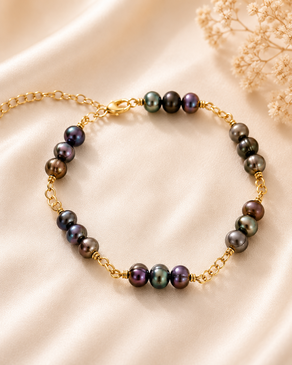 DAILA - TRIPLE NATURAL PEARL BRACELET (GOLDFILLED)