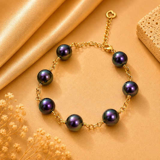 LYDIA -  Purplish Swarovski Pearl's Bracelet