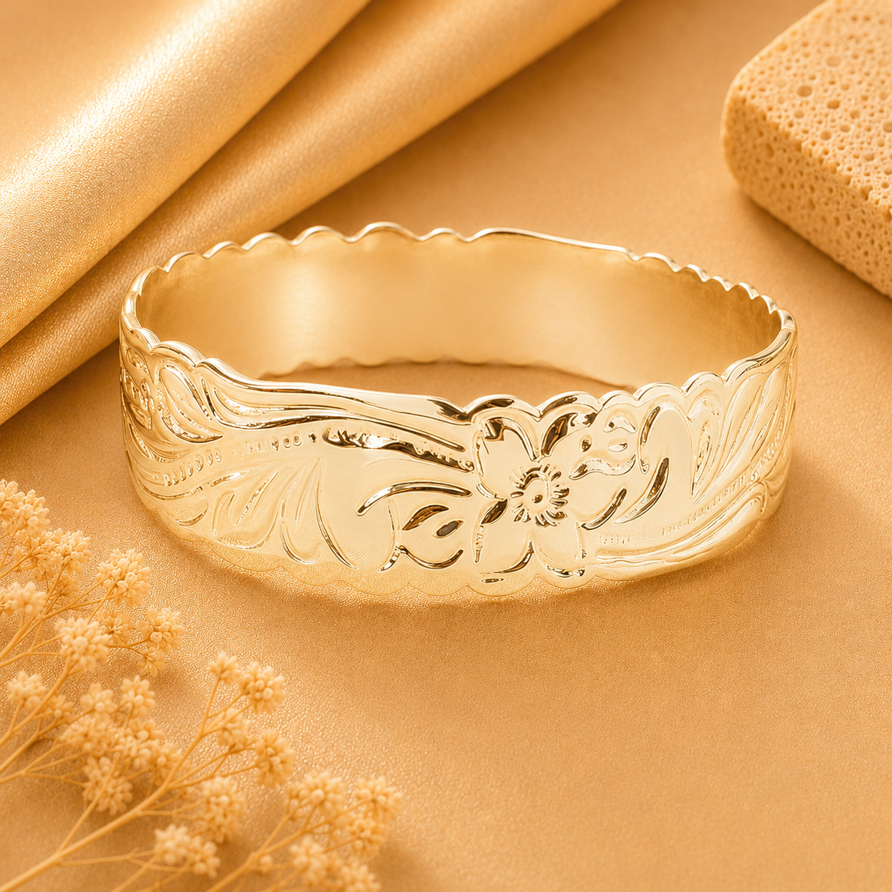Sinavai - Solid Gold-filled Hawaiian Engraved Bangle