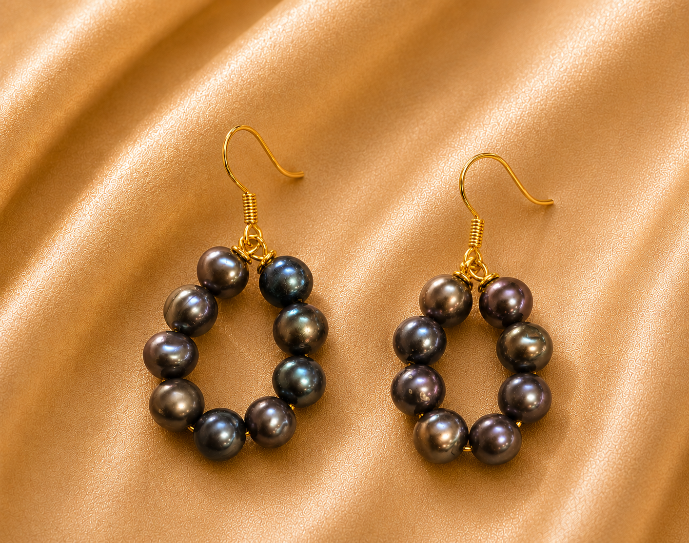 ✨ BLACK PEARL LUXURY HOOP EARRINGS ✨