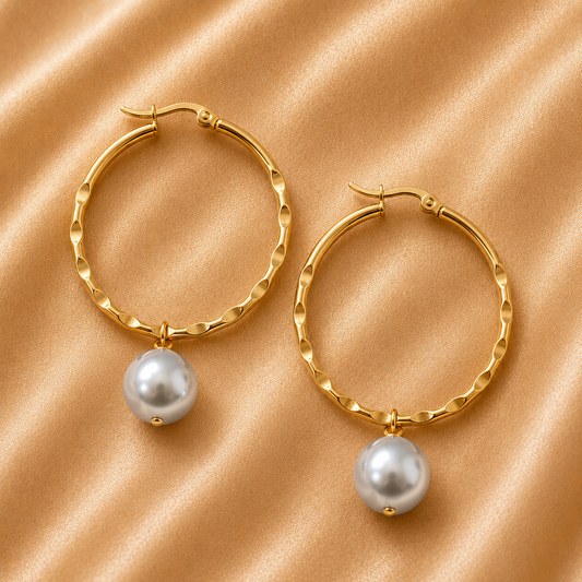 CECELIA EARRINGS - Swarovski Pearl Earrings Hammered - Multicolour Variety