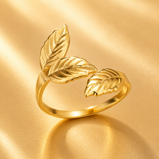 Gold Leaf Open Ring - Waterproof