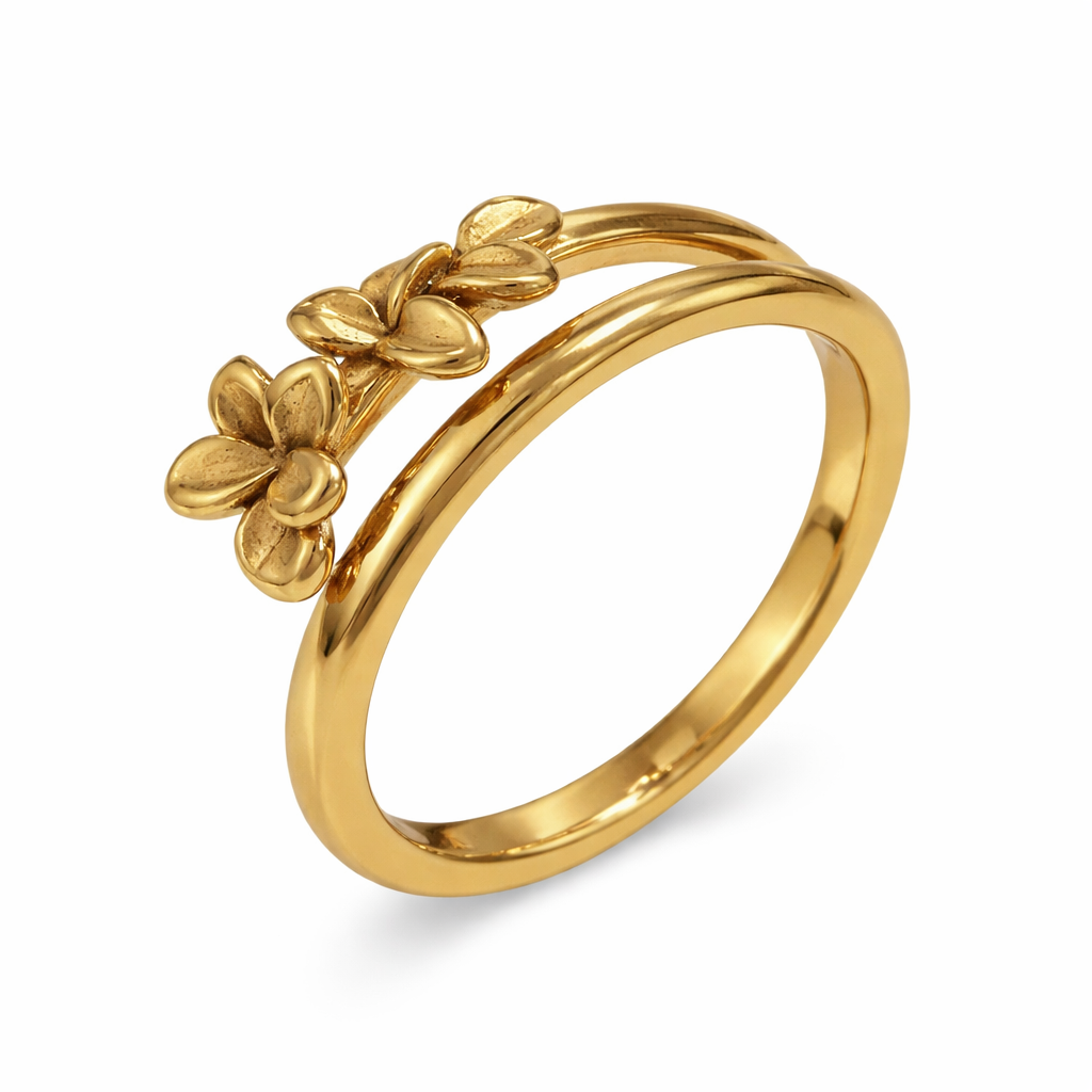 Gold Plumeria Floral Ring | One Size Fits All