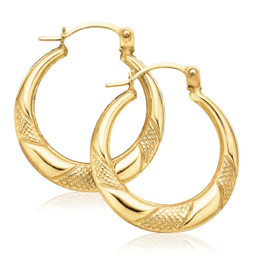 Waterproof Textured Twist Gold Hoop Earrings