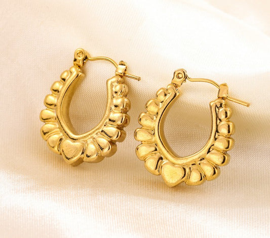 Gold Crescent Hoop Earrings 18K Gold Plated