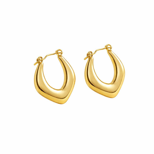 Waterproof Gold Teardrop Hoop Earrings 18K Gold Plated