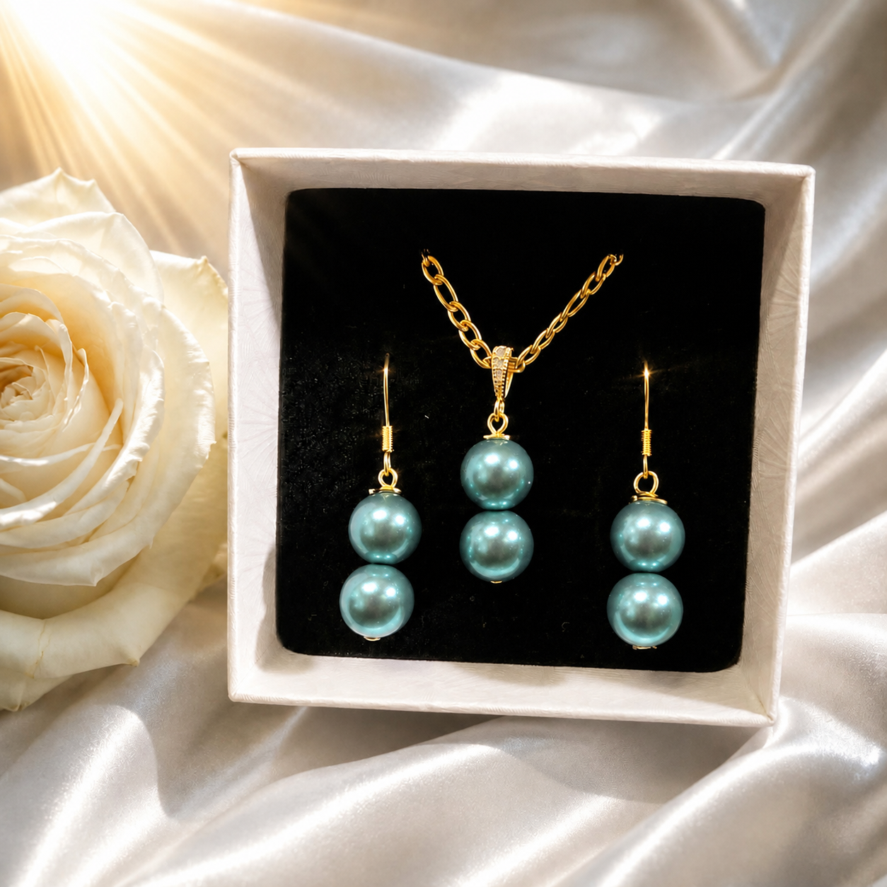 Stunning Teal Pearl Set