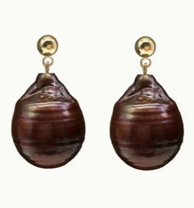 Natural Brown Bronze Pearl Earrings