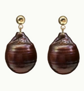 Natural Brown Bronze Pearl Earrings