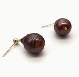 Natural Brown Bronze Pearl Earrings