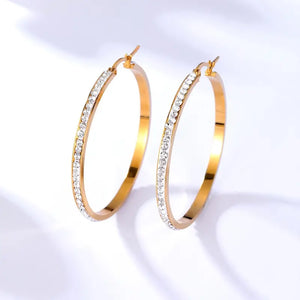 Rhinestone Decor Hoop Earrings