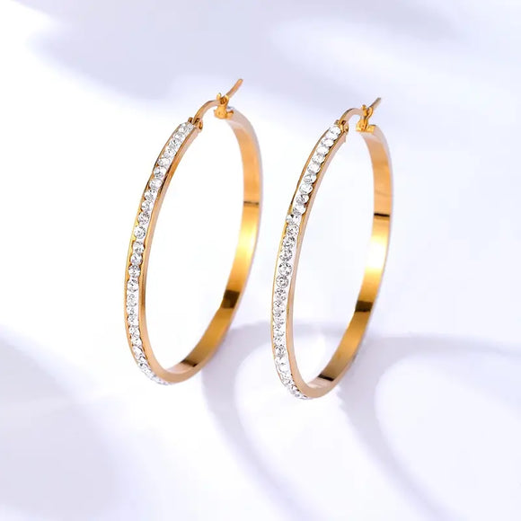 Rhinestone Decor Hoop Earrings